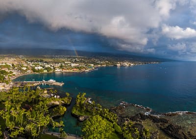 Aerial view of Hilo bay.